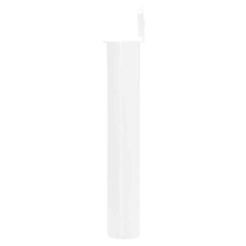 Open 116 mm white child resistant pre-roll pop-up tube