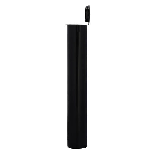 Open 116 mm black child resistant pre-roll pop-up tube